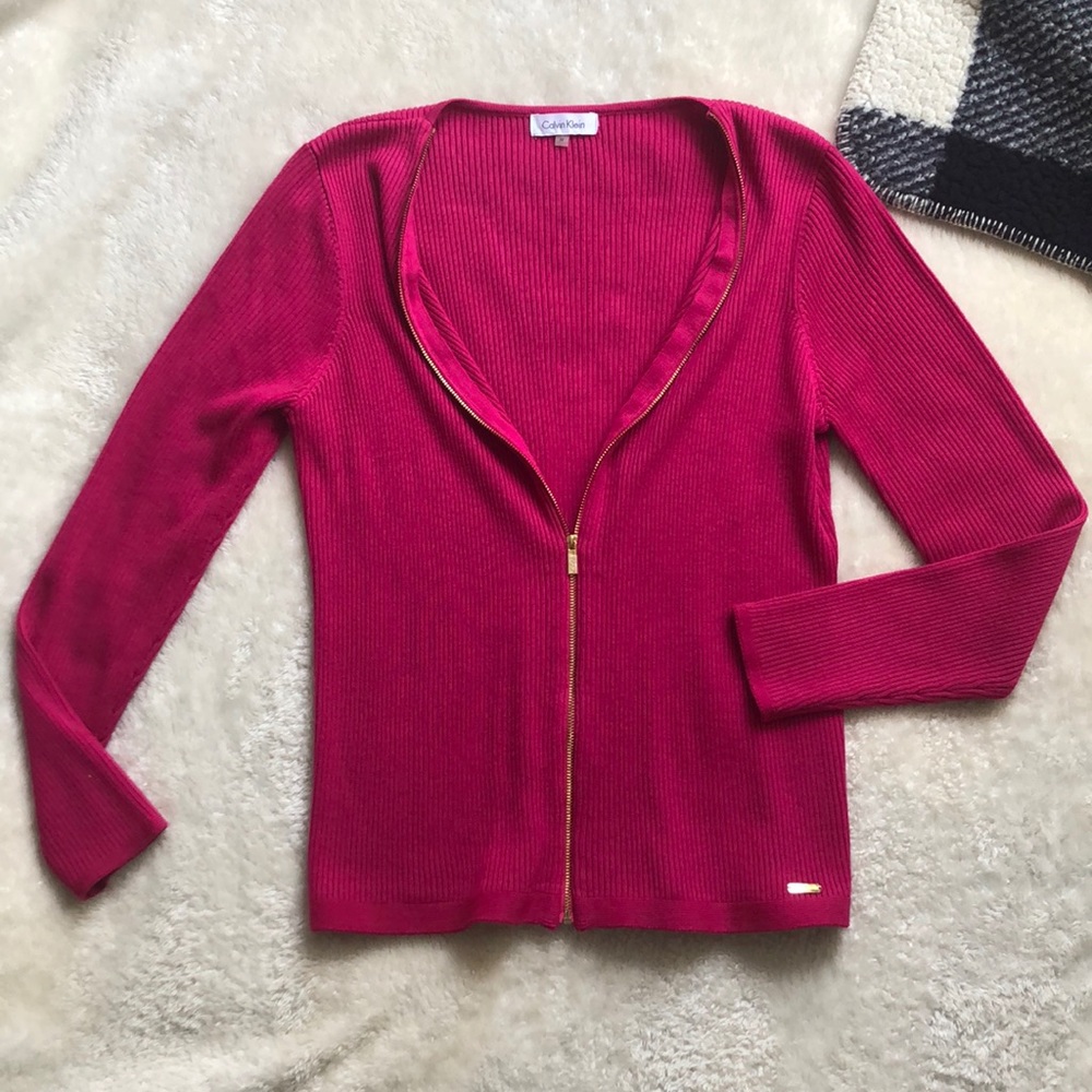 Calvin Klein Ribbed Zip-Up Sweater